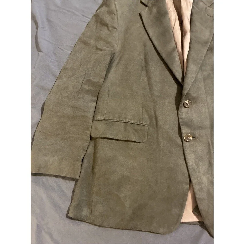 Chaps Blazer Mens 40S Brown Faux Suede Two Button Formal Western Jacket Boho VTG